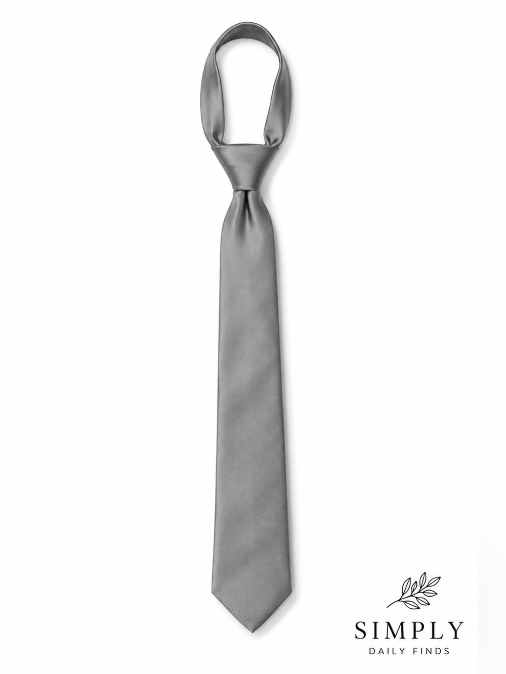 Merona Men’s 100% Silk Tie Silver Gray Solid Satin Necktie Wedding Formal Dress